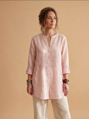 Sigrid Olsen 100% Linen Boho Tunic Top